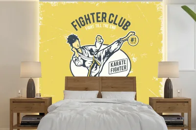 Produktbild von MuchoWow® Fototapete für Wohnzimmer oder Schlafzimmer Wandtapete Vinyl Motivtapete Karate - Mann - Jahrgang - 300x300 cm - Wanddekoration