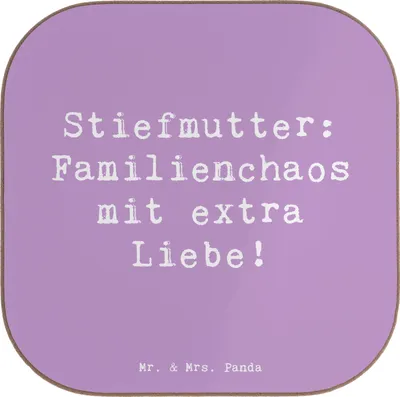 Produktbild von Mr. & Mrs. Panda Tischuntersetzer Spruch Stiefmutter Liebe - Lavendeltraum - Geschenk, Untersetzer Gläser, gläseruntersetzer, Stiefkind, Familie, Beziehung, für, Coaster