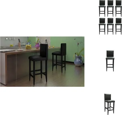 Produktbild von vidaXL Barshocker 6 Stk. Schwarz Kunstleder -  Barhocker