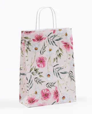 Produktbild von Papiertragetasche mit Kordel, "Blütenpracht" 22 + 10 x 31 cm, 10 Stück