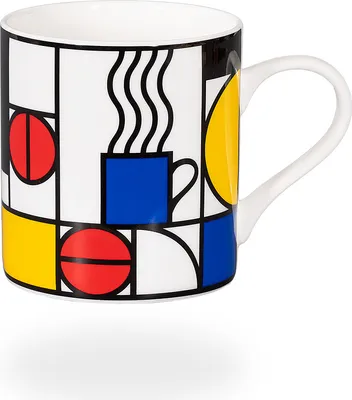 Produktbild von tea4chill Könitz Teetasse Coffee with Mondrian. Tee- oder Kaffeetasse 400ml, Fine Bone China Porzellan
