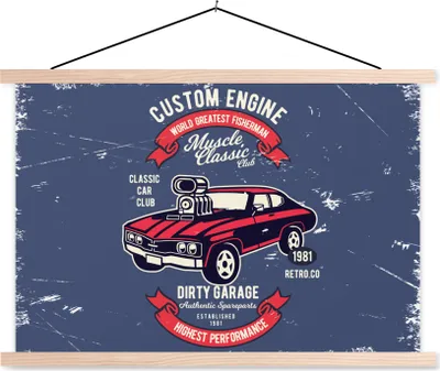 Produktbild von MuchoWow® Textilposter Auto - Motorrad - Oldtimer - Zitat 60x40 cm mit holzfarbenen Rahmen - Bilder