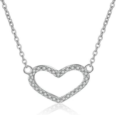 Produktbild von Halskette LOUANNE aus 925 Sterling Silber mit Herz-Charm Zirkonia Ankerkette 41 cm