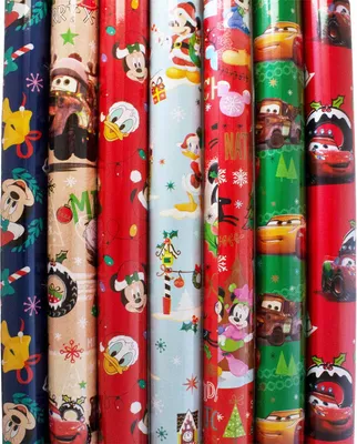 Produktbild von 5 Rollen Geschenkpapier Kinder Disney Motive - 2m x 70 cm - Geschenkverpackung - Weihnachtspapier - Weihnachtsgeschenkpapier - Jungs