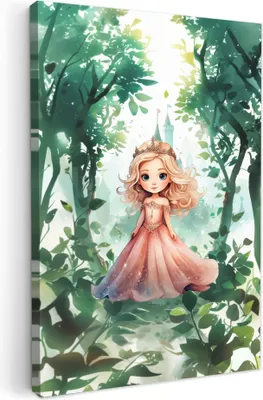 Produktbild von Leinwand Bilder 40x60 cm - Kinder Mädchen - Prinzessin - Rosa, Bilder Wohnzimmer Modern, Wanddeko