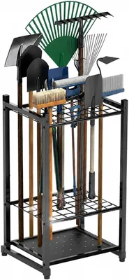 Produktbild von Gartengerätehalter Freistehend, Gartenwerkzeug Organizer für bis zu 35 Werkzeuge, Aufbewahrungsständer für Besen Rechen Schaufel Mopp, Garage Schuppen Keller