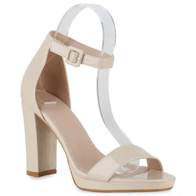 Produktbild von VAN HILL Damen Klassische Sandaletten Blockabsatz Absatz-Schuhe 839444, Farbe: Creme, Größe: 36