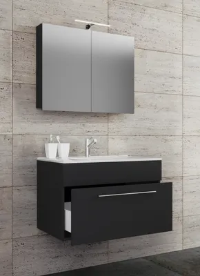 Produktbild von Nywo Badmöbel-Sets Spiegelschrank 60 cm Schwarz.
