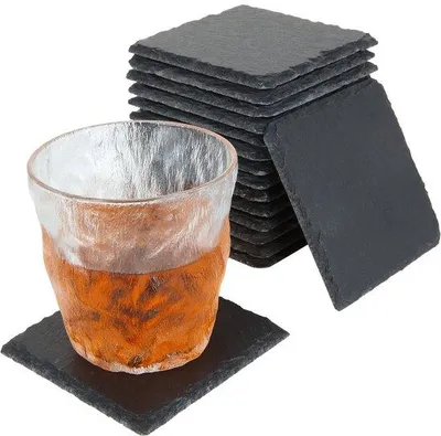 Produktbild von Schwarze quadratische Steinuntersteller 10x10 cm für Gläser und Tische