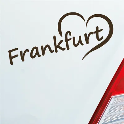 Produktbild von Auto Aufkleber Frankfurt Herz Stadt City Liebe Love Heimat 18x8 cm Braun Sticker Heckscheibenaufkleber