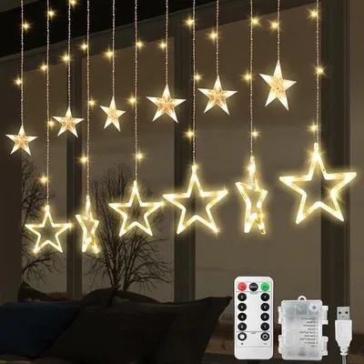 Immagine prodotto di Ghirlanda luminosa da 25 m con 138 LED e 12 modalità - Illuminazione decorativa per finestre, porte e matrimoni (bianco caldo)