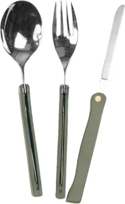 Produktbild von Klappbesteck 3-teilig mit Tasche oliv