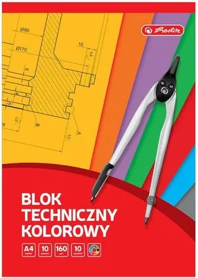 Produktbild von Blok techniczny A4 10 kartek kolorowy papier 160g