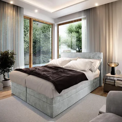 Produktbild von TRADA Elektrish verstellbar Boxspringbett Positano 140x200 mit Bettkasten Taschenfederkern Matratze 9 Zonen Topper Grau