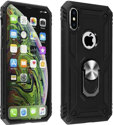 Obrázek produktu pro Avizar, hybridní pouzdro na mobilní telefon s držákem na kroužek pro Apple iPhone XS Max, černé
