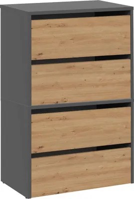 Produktbild von Moderner Schuhschrank MODO X2 – 4 Ebenen, Anthrazit/Artisan-Eiche | Farbe: Anthrazit/Artisan Oak