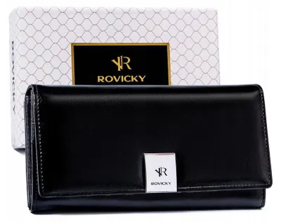 Zdjęcie produktu dla Duży poziomy portfel damski na zatrzask Rovicky