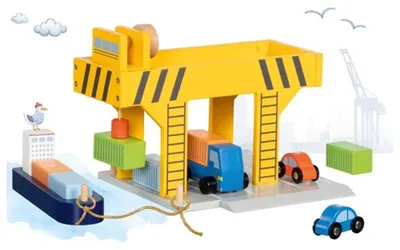 Immagine prodotto di Goki Gru portuale - Gru giocattolo per bambini - Gru in legno