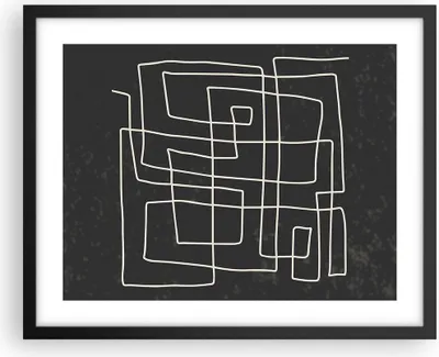 Produktbild von Gerahmtes Poster - Schwarzer Rahmen - Schwarzweiß Labyrinth Linie - 50x40 cm - Wand Bild - Wanddeko - Wandbilder - Kunstposter - Wandposter - Bilderrahmen - Bilder - Kunstdruck - P2BAA50x40-5110