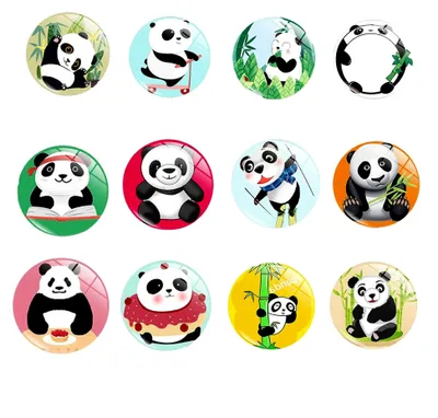 Produktbild von 12 Stück Kühlschrankmagnete mit Pandamuster, Set für Whiteboard und Kühlschrank