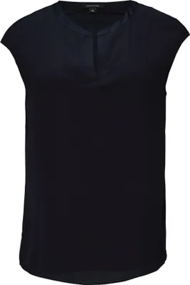 Produktbild von comma Blusentop Blau Größe 42 Jersey fließende Silhouette mit Satinblende