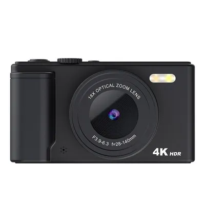Produktbild von ZELURXX 4K Digitalkamera, 64MP, 18x Zoom, 180° Klappbildschirm, 64GB Speicherkarte, Selfie, Vlog, Schülerkamera, Schwarz