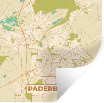 Produktbild von MuchoWow® Wandtattoo Wandsticker Wandaufkleber Padersborn - Karte - Vintage - Stadtplan 80x80 cm Selbstklebend und Repositionierbar - Wierderverwendbar - Selbstklebend