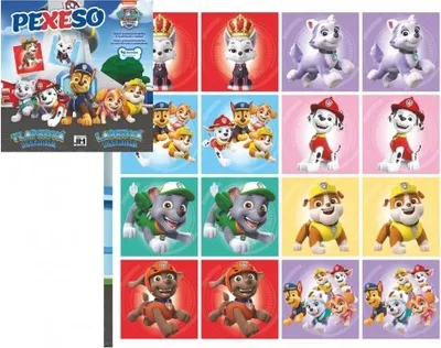 Obrázek produktu pro Pexeso v sešitu 64ks Tlapková patrola/Paw Patrol 21,5x21,5cm