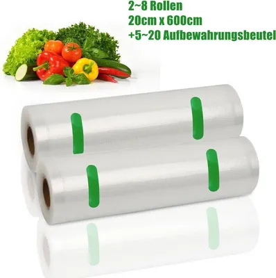 Produktbild von Fazianqo 2x Vakuumrolle 20x600cm strukturiert BPA-frei + 5x Beutel 20x30cm