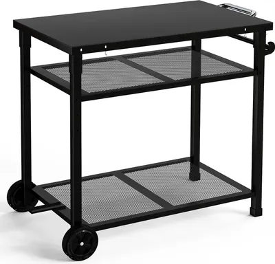 Produktbild von Grillwagen - Servierwagen - Outdoor Beistelltisch - Schwarz - Metall