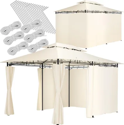 Produktbild von Luxus Garten Pavillon Emine 4x3m mit 6 Seitenteilen - creme