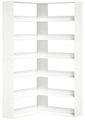 Immagine prodotto di Libreria a forma di L con 7 ripiani | Colore: Bianco | Dimensioni: 90x90x180 cm