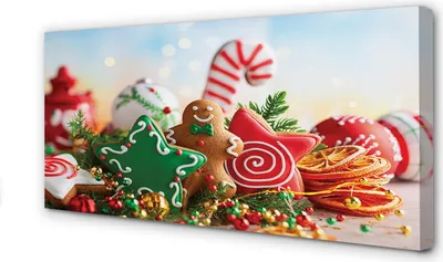 Produktbild von Leinwandbild 140x70 Wandkunst Lebkuchen Kugeln