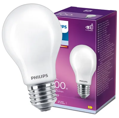 Zdjęcie produktu dla Philips Żarówka żarnikowa matowa 100 W A60 E27, 10,5 W, 100 W, E27, 1521 lm, 15000 h, Zimne białe