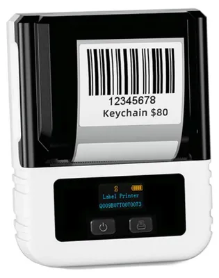 Produktbild von INF Tragbarer Thermoetikettendrucker ABS 203dpi Typ-C Bluetooth 30mm Weiß
