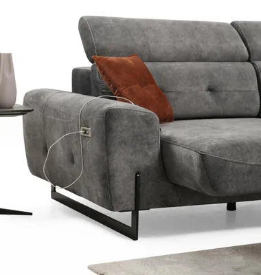 Produktbild von Grau Ecksofa Designer Wohnzimmer Sofa Couch U-Form Polster Luxus Möbel Modern