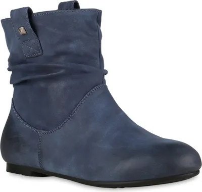 Produktbild von Mytrendshoe Gefütterte Damen Schlupfstiefel Nieten Stiefeletten 811678, Farbe: Dunkelblau, Größe: 39