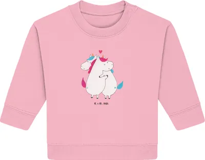 Produktbild von Mr. & Mrs. Panda Organic Baby Pullover Einhorn Mitteilung 24. - 36. Monat - Baumwolle Pink - Geschenk, Bullover, Liebe, Spruch, Einhörner, Unicorn, Valentinstag