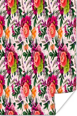 Produktbild von MuchoWow® Poster Blumen - Muster - Farben 40x60 cm - Plakate für die Wand - Poster Babyzimmer