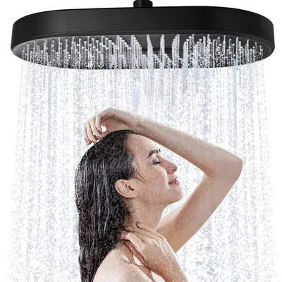 Produktbild von Duschkopf Regendusche 14 Zoll Schwarz 35 cm mit Flüssigsilikondüsen Hochdruck