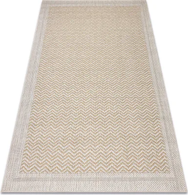 Produktbild von Teppich ORIGI 3739 creme / beige - Rahmen, Fischgrät flachgewebte SISAL schnur beige 194x290 cm