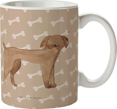 Produktbild von Mr. & Mrs. Panda Kaffeetasse Hund Dogge - Hundeglück - Geschenk, Becher, Trinkbecher, Hunde, Kaffeebecher, Teetasse, Deutsche, Süß, Herz, Sprüche, Tasse
