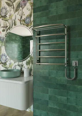 Produktbild von Elektrischer Badheizkörper Mit Regal, Chrome, 105 W 605х530 mm Edelstahl energiesparend
