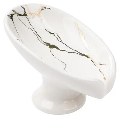 Imagen del producto de Jabónera cerámica con forma de hoja, con desagüe, de secado rápido, para baño, ducha o cocina (blanca)