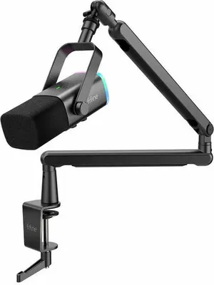 Image de FIFINE TAM8 USB/XLR Gaming Microphone pour streaming podcast studio, USB Dynamic Microphone PC avec bras boom, noir