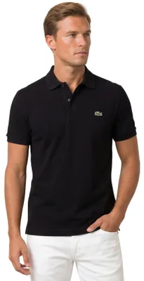 Produktbild von Lacoste Polo Slim Fit Schwarz Einfarbig Baumwolle