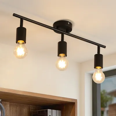Image de ZMH Spot de plafond 3 flammes noir E27 Plafonnier Vintage Pivotant Spot pour cuisine couloir salon chambre à coucher