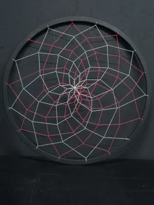 Produktbild von PSYWORK Schwarzlicht 2D StringArt Traumfänger "Pink Shadow", 60cm