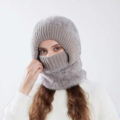 Produktbild von Graue Sturmmaske für Damen - Professioneller Vollgesichtsschutz mit weichem Innenfutter für extreme Kälte