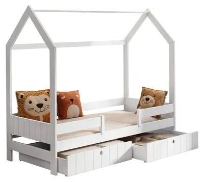 Produktbild von MIRJAN24 Kinderbett Naomi 80, Kinderzimmer Bett mit Lattenrost, Holzkonstruktion (Farbe: Weiß, Größe: 80x180 cm)